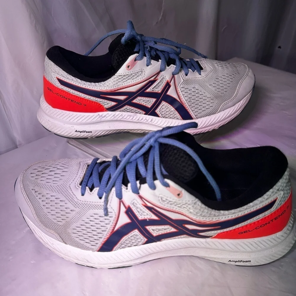 ASICS Women's Gel-Contend 7 Athletic Shoes - White and Blue
